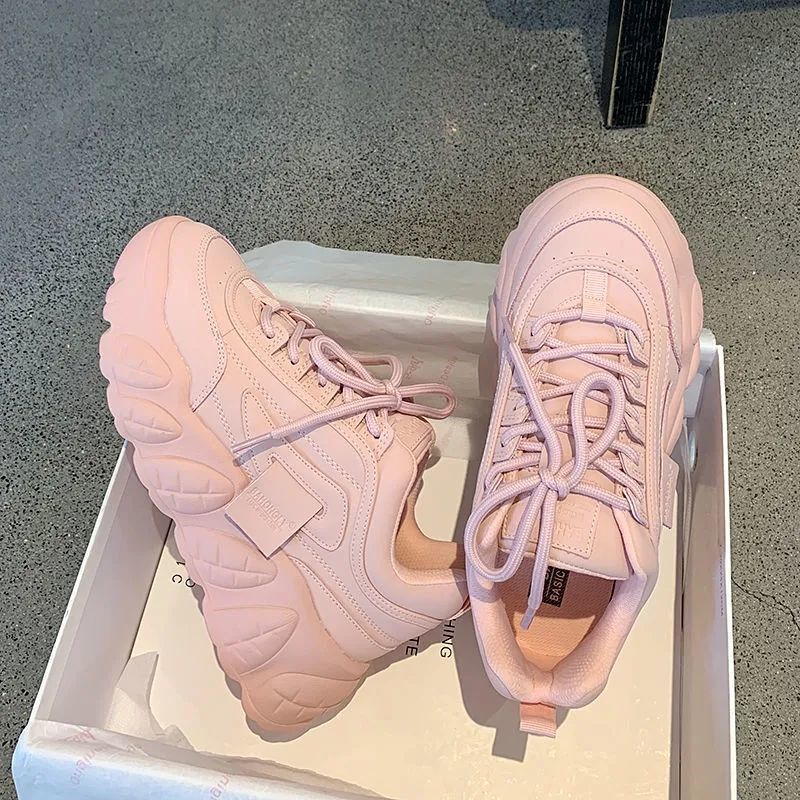 SpringStride Women's Chunky Sneakers, Trendy Design with Thick Sole for Fashionable Comfort &Statement-Making, Shoes All-match Casual Platform Sneakers