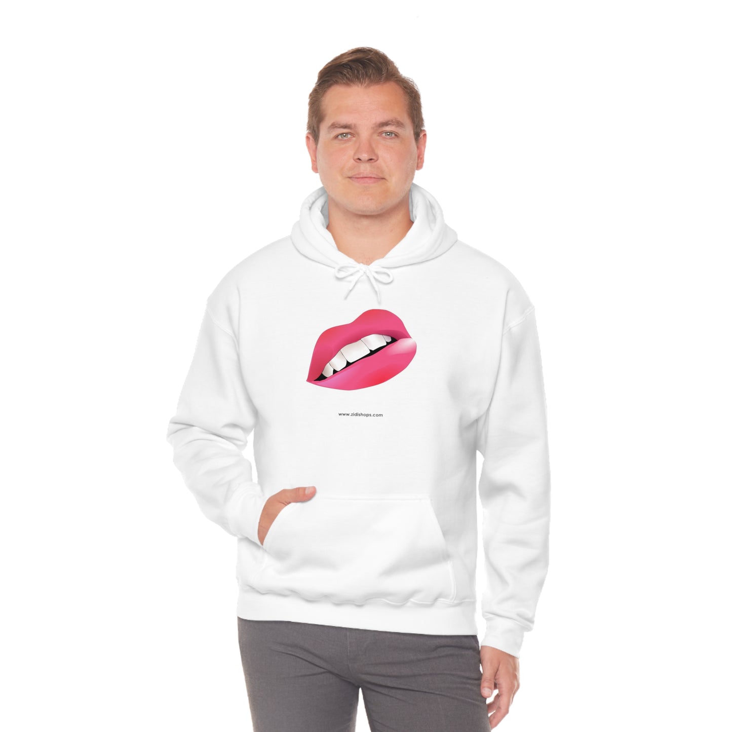 LIPS, Unisex Heavy Blend™ Hooded Sweatshirt, thick blend of cotton and polyester, soft feel alongside warmth.