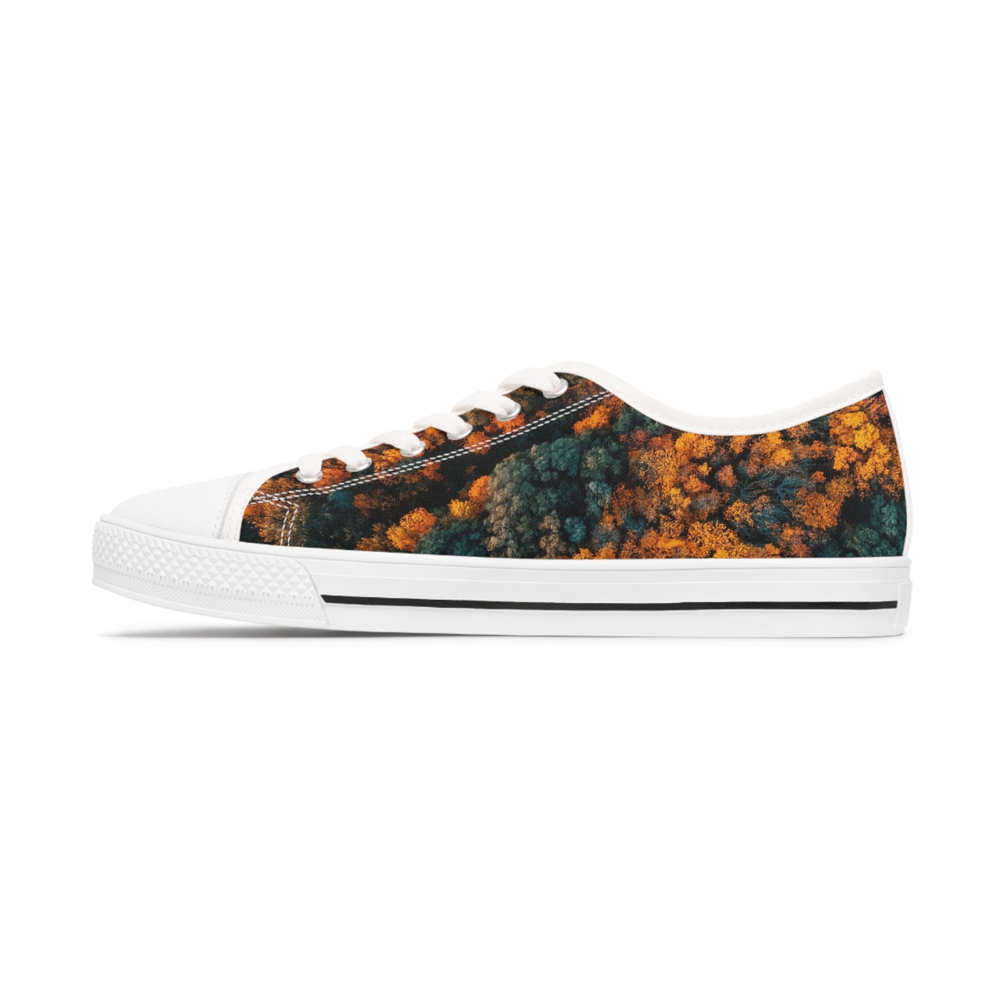 Women's Low Top Sneakers, forest design, EVA shock-absorbing layer, Full wraparound print, Black or white decoration