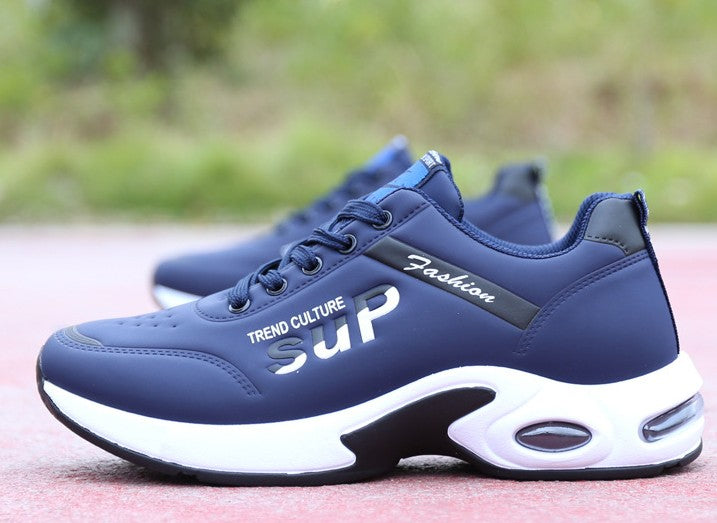 Men's Leisure Travel Shoes Students' White Leather Running Shoes