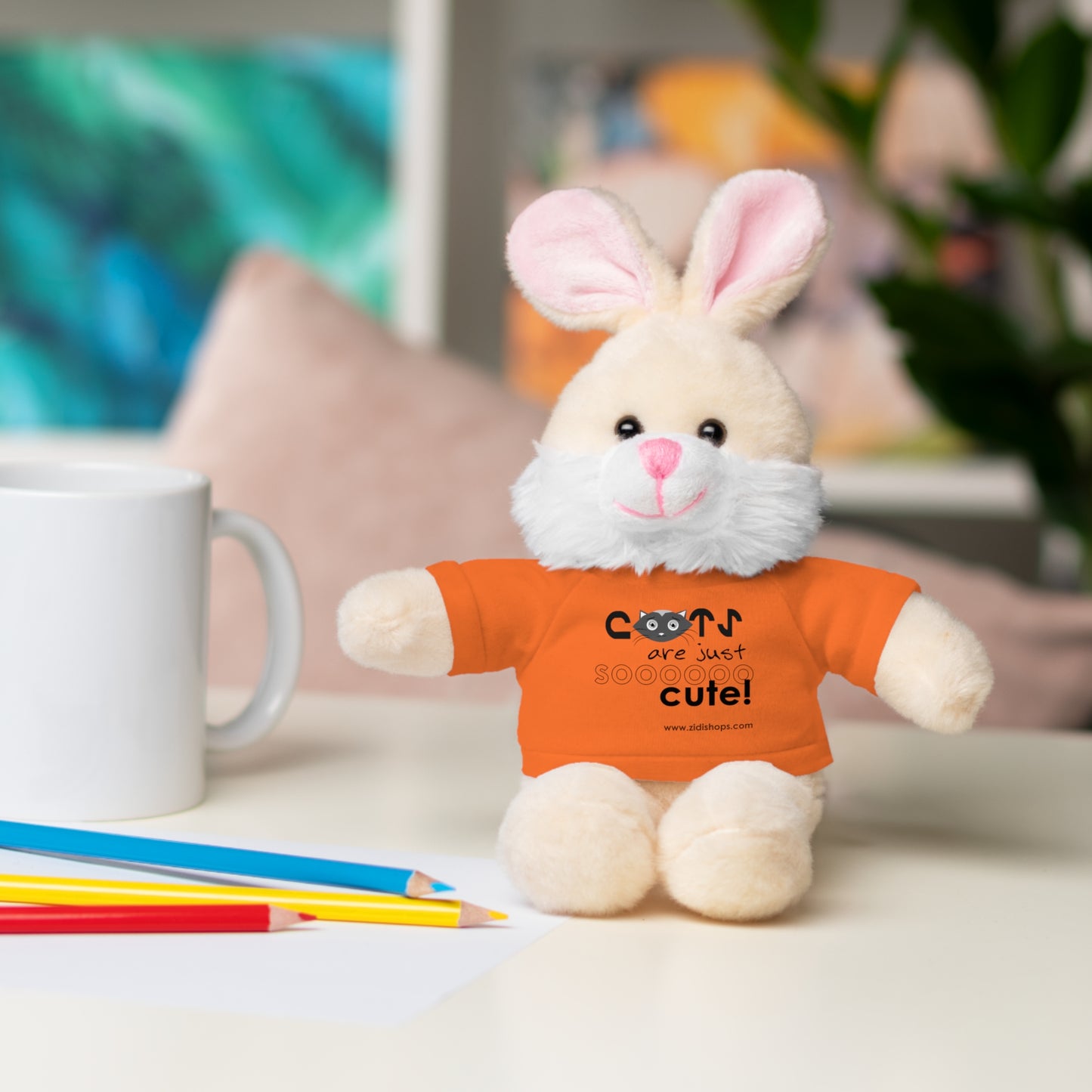 Stuffed Animals with Tee, Cats are just so cute, Available animals: Panda, Lion, Bear, Bunny, Jaguar, and Sheep