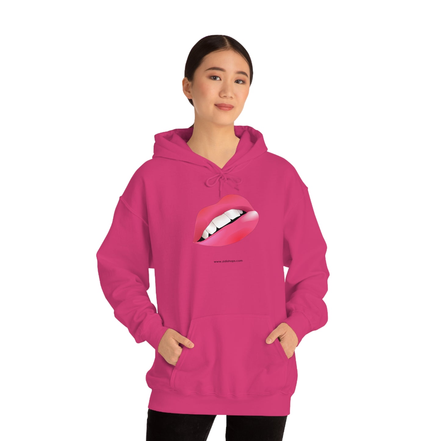 LIPS, Unisex Heavy Blend™ Hooded Sweatshirt, thick blend of cotton and polyester, soft feel alongside warmth.