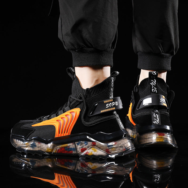 Men's Shoes High Top Shoes Thick Soled Breathable Casual Shoes, Sneakers