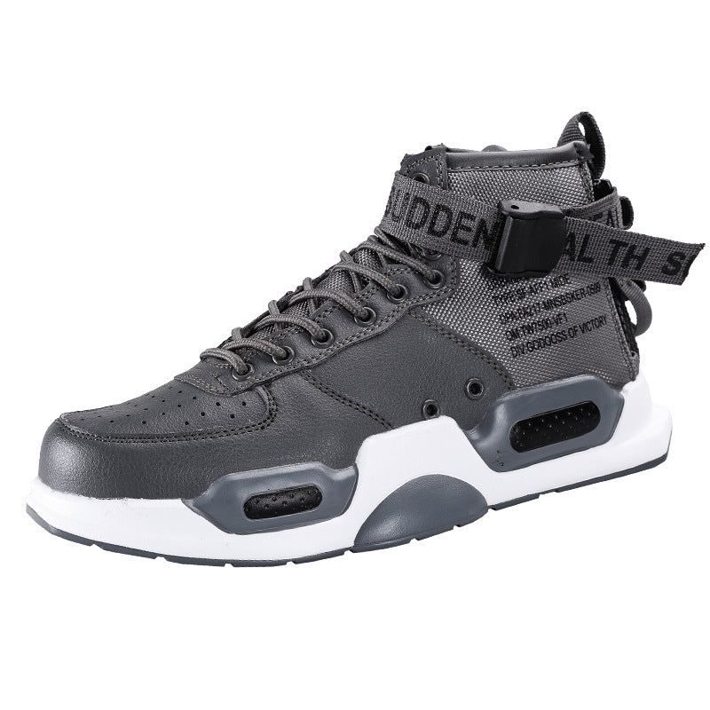 Fashionable high-top canvas sneakers, designed to make a statement, shoes, mesh with leather