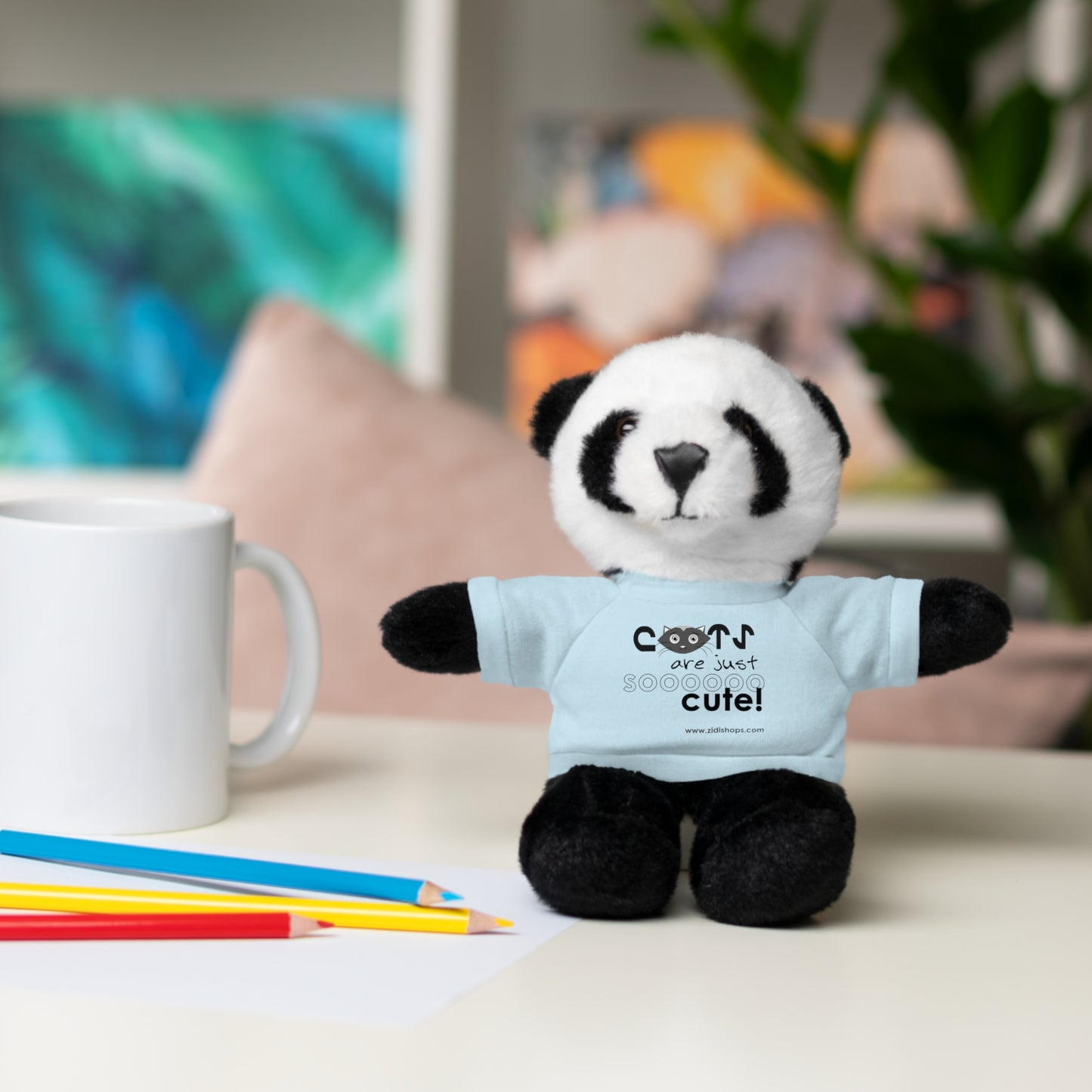 Stuffed Animals with Tee, Cats are just so cute, Available animals: Panda, Lion, Bear, Bunny, Jaguar, and Sheep
