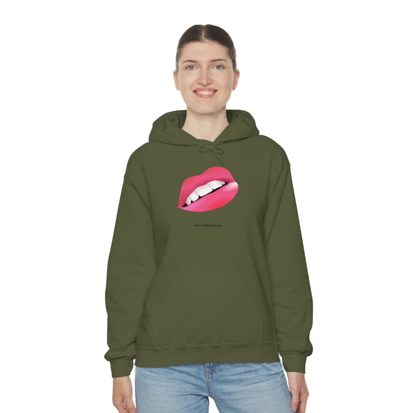 LIPS, Unisex Heavy Blend™ Hooded Sweatshirt, thick blend of cotton and polyester, soft feel alongside warmth.