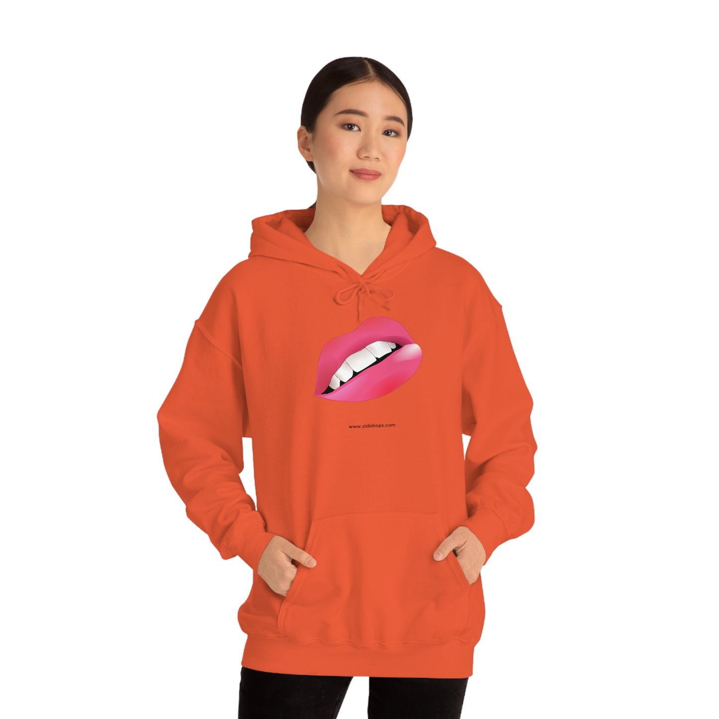 LIPS, Unisex Heavy Blend™ Hooded Sweatshirt, thick blend of cotton and polyester, soft feel alongside warmth.
