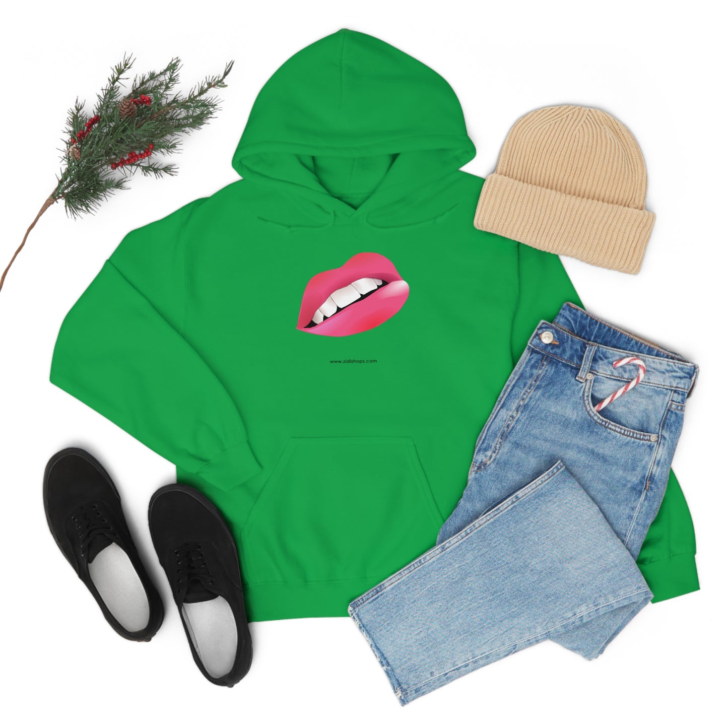LIPS, Unisex Heavy Blend™ Hooded Sweatshirt, thick blend of cotton and polyester, soft feel alongside warmth.