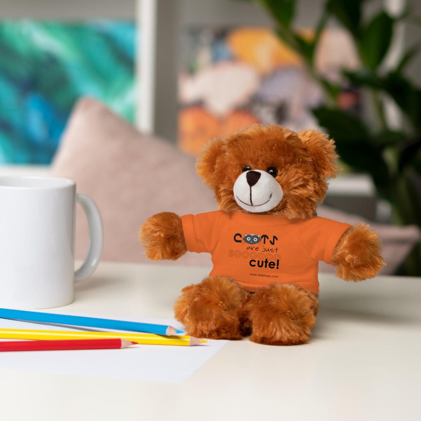 Stuffed Animals with Tee, Cats are just so cute, Available animals: Panda, Lion, Bear, Bunny, Jaguar, and Sheep