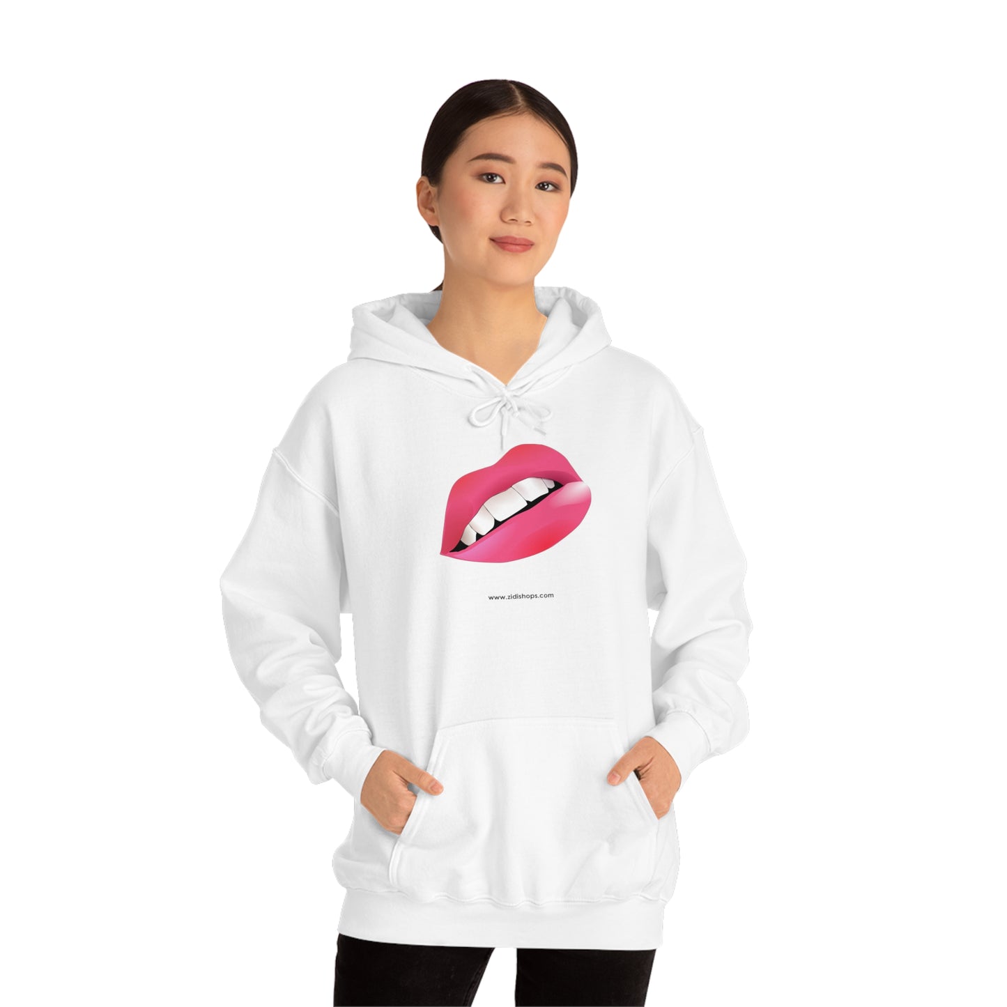 LIPS, Unisex Heavy Blend™ Hooded Sweatshirt, thick blend of cotton and polyester, soft feel alongside warmth.