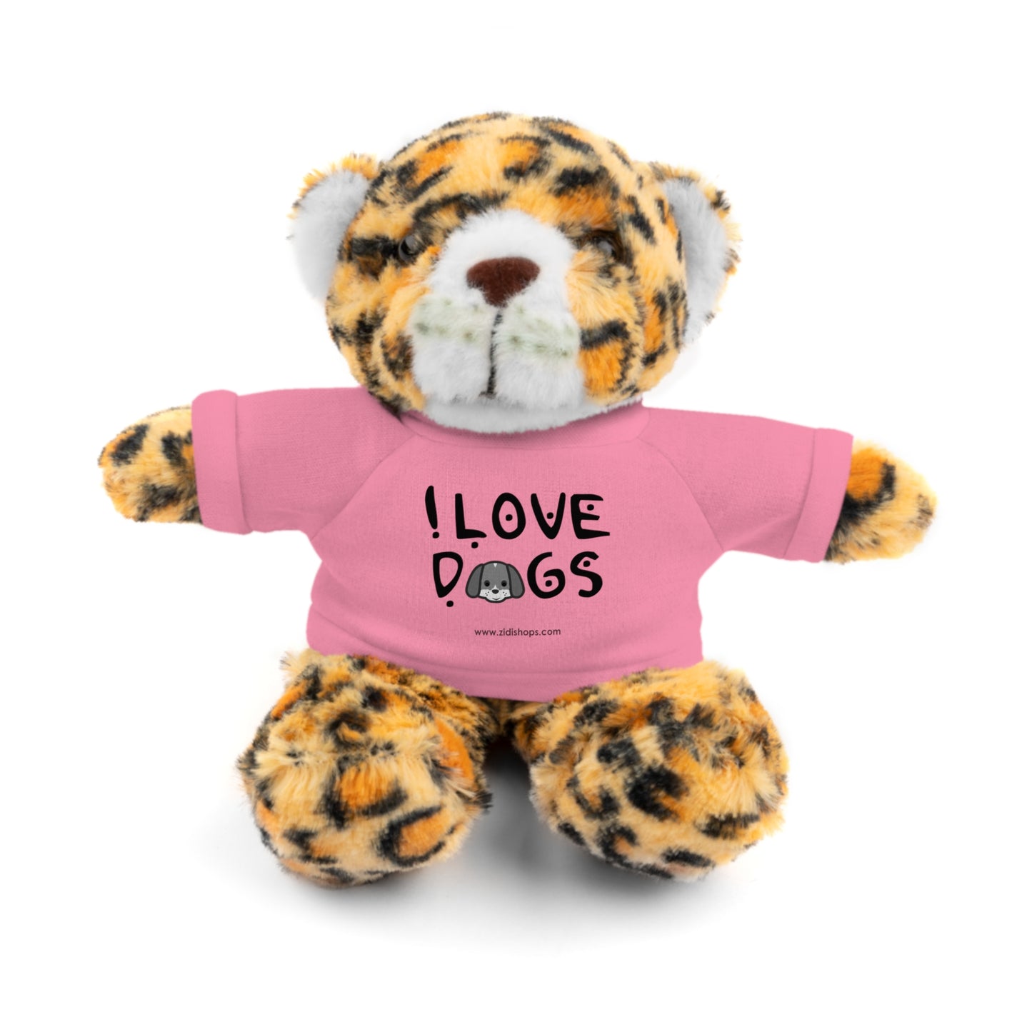 Stuffed Animals with Tee, I love Dogs, Available animals: Panda, Lion, Bear, Bunny, Jaguar, and Sheep