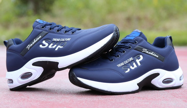 Men's Leisure Travel Shoes Students' White Leather Running Shoes