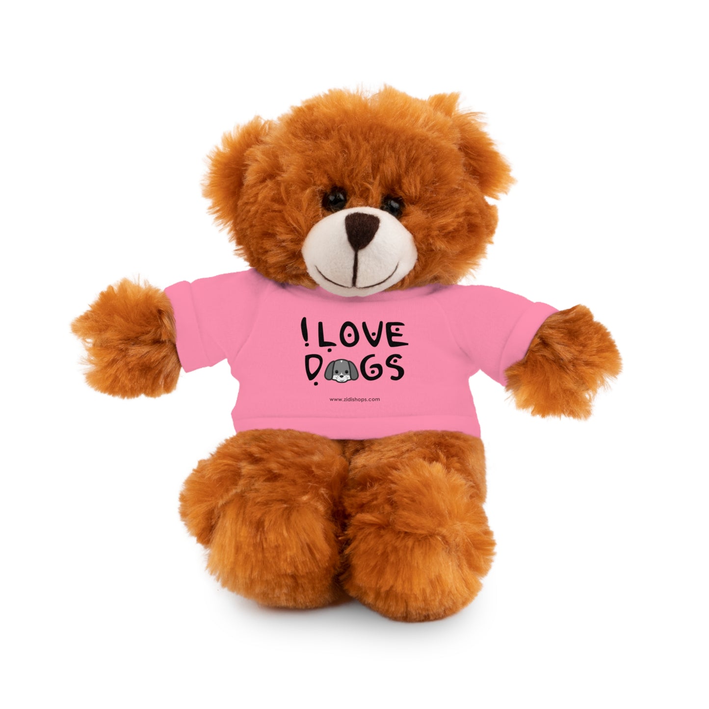 Stuffed Animals with Tee, I love Dogs, Available animals: Panda, Lion, Bear, Bunny, Jaguar, and Sheep