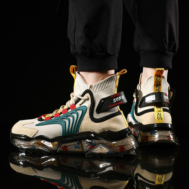 Men's Shoes High Top Shoes Thick Soled Breathable Casual Shoes, Sneakers