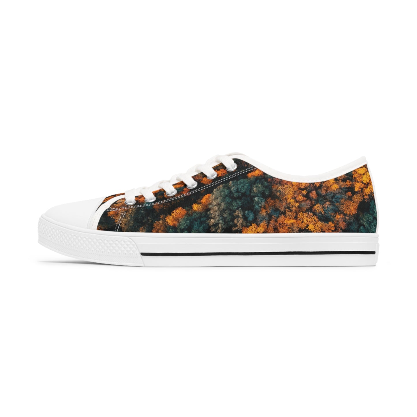 Women's Low Top Sneakers, forest design, EVA shock-absorbing layer, Full wraparound print, Black or white decoration