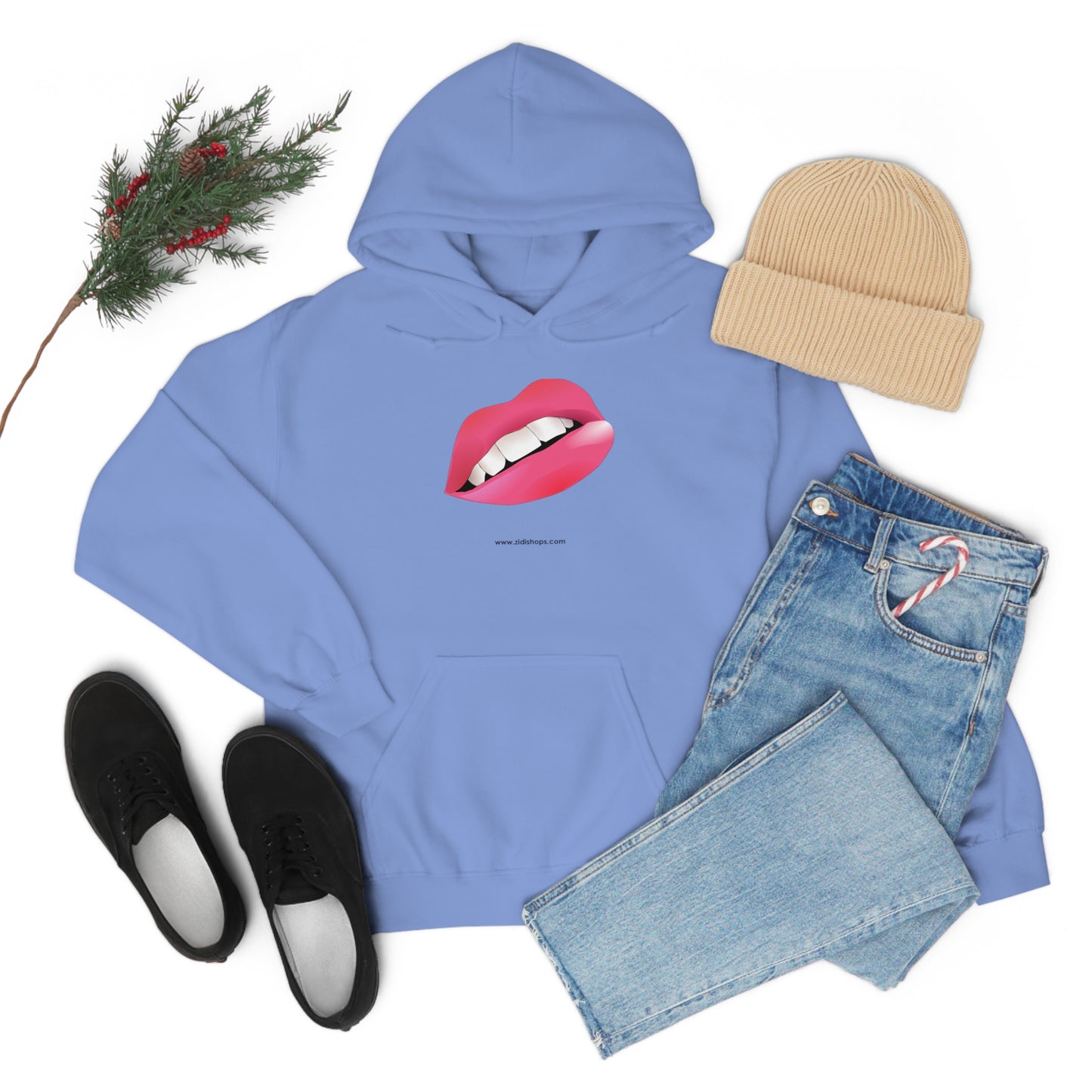 LIPS, Unisex Heavy Blend™ Hooded Sweatshirt, thick blend of cotton and polyester, soft feel alongside warmth.
