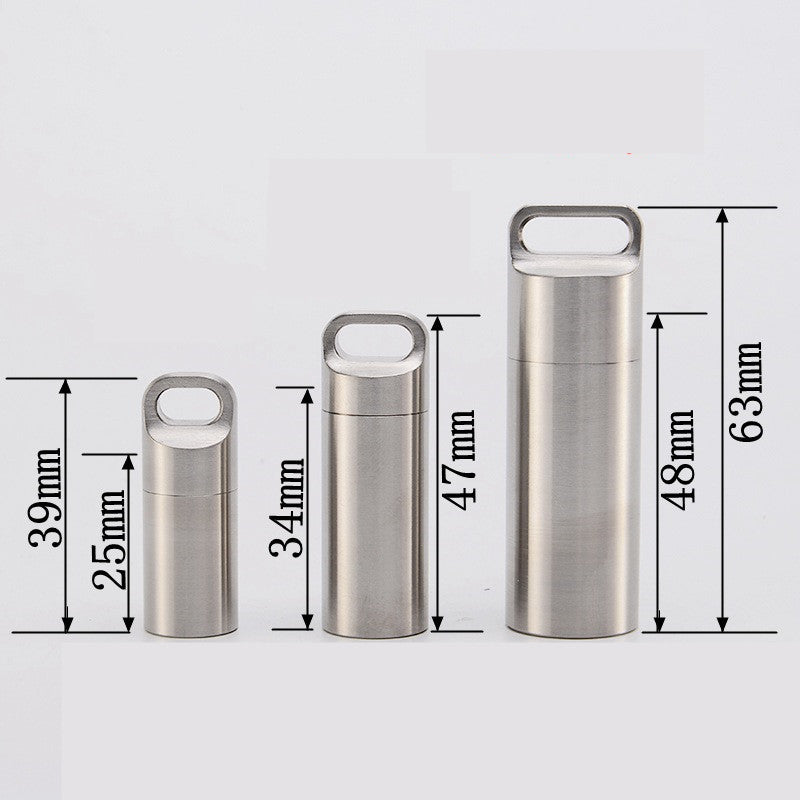 Mini Waterproof Capsule Seal Bottle Stainless Steel Outdoor Survival Pill Box Container Capsule Pill Bottle Tank