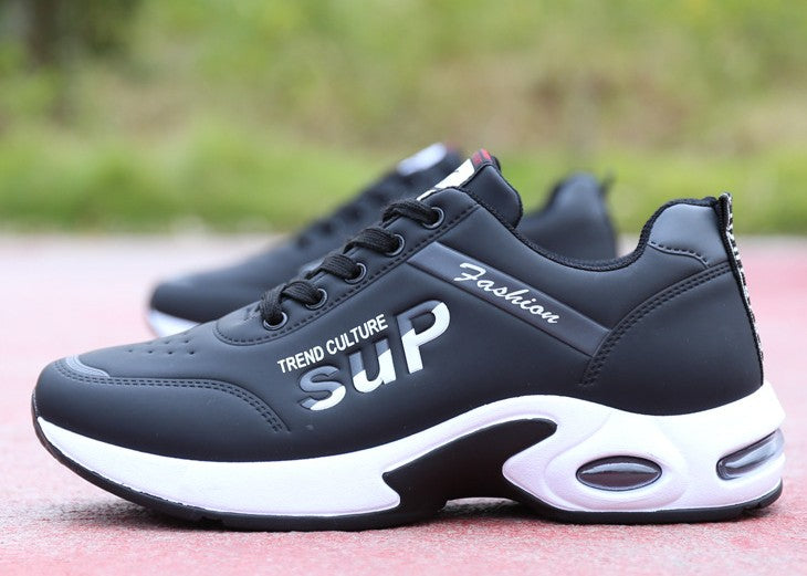 Men's Leisure Travel Shoes Students' White Leather Running Shoes