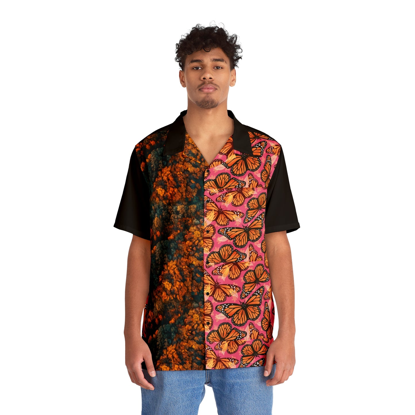 Men's Hawaiian Shirt (AOP), perfect for any laidback scenario, with a handy chest pocket, Butterfly, casual