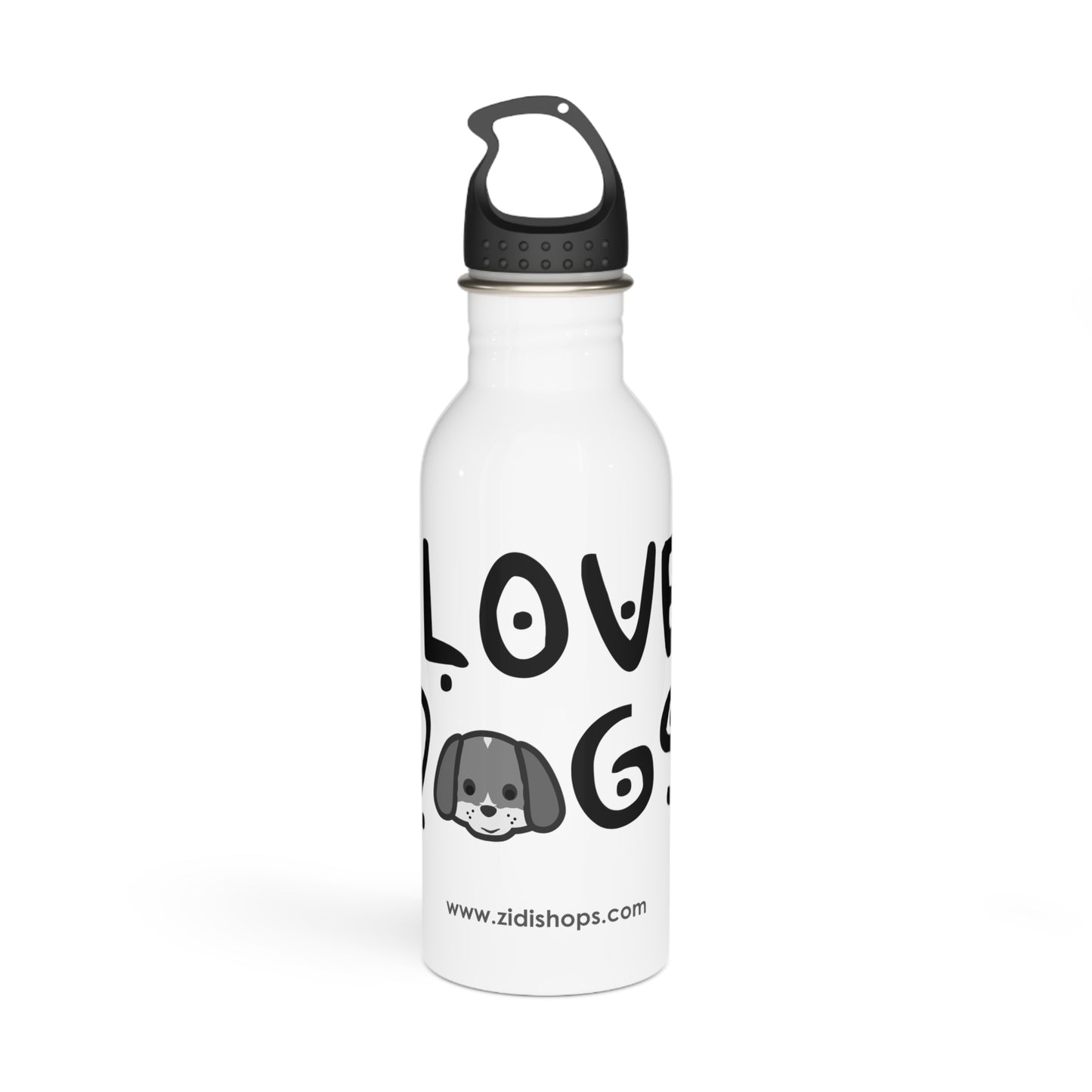 Stainless Steel Water Bottle, I love Dogs, Each bottle is 20oz in size and features a wide neck for effortless sipping
