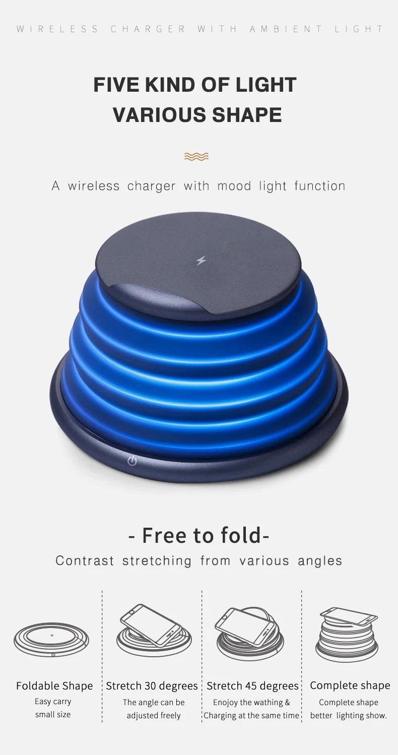 Wireless Charging Atmosphere Lamp multifunctional device, phone charger with enchanting ambiance