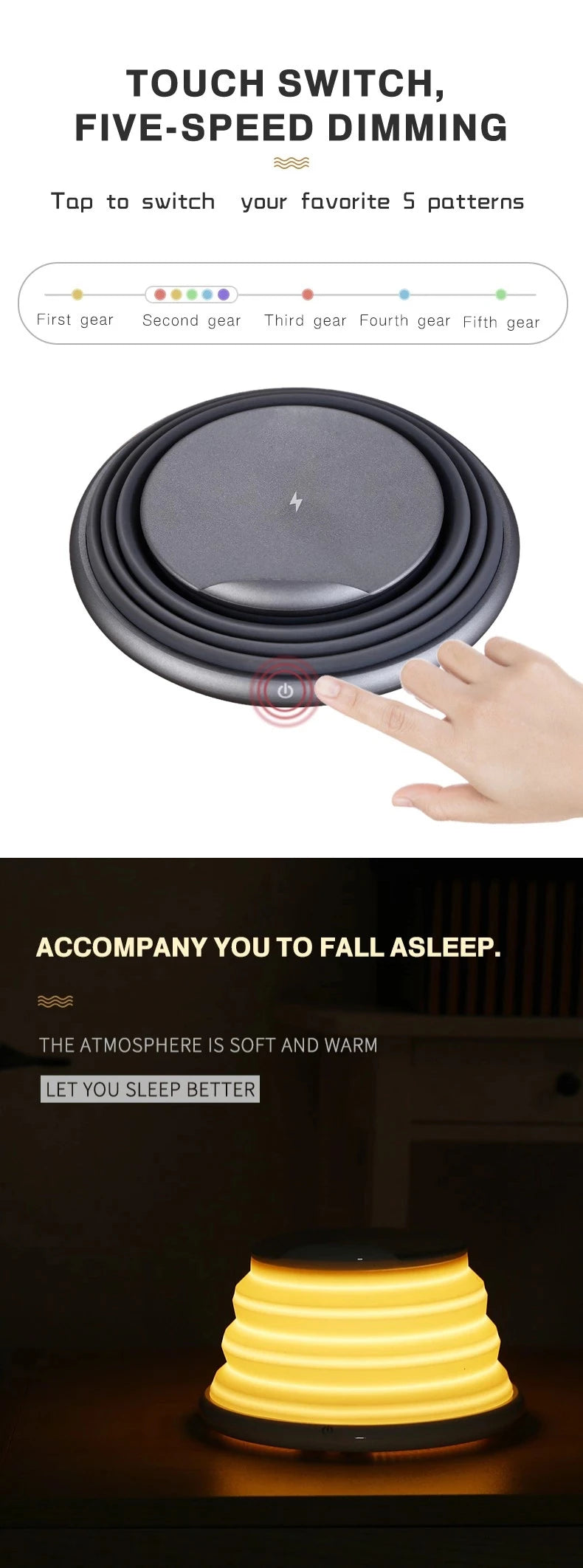 Wireless Charging Atmosphere Lamp multifunctional device, phone charger with enchanting ambiance