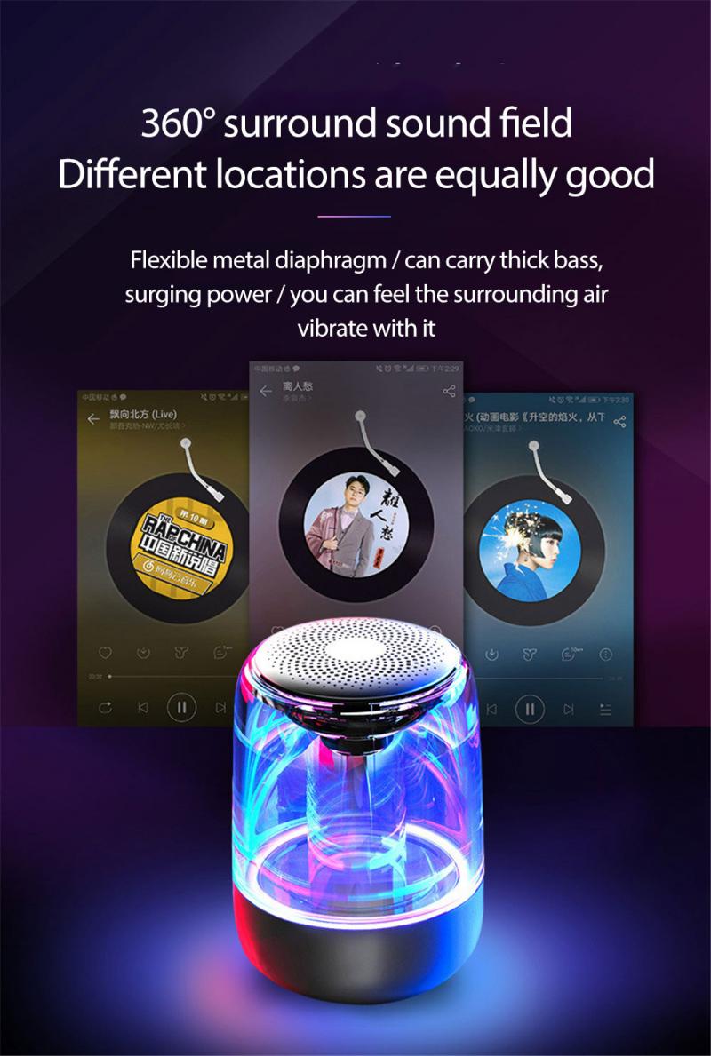 6D Sounds Loud Speakers Bluetooth 5.0, Portable Wireless Bluetooth Speaker Powerful High 6D Bass Radio With Variable Color LED Light, C7 wireless speaker