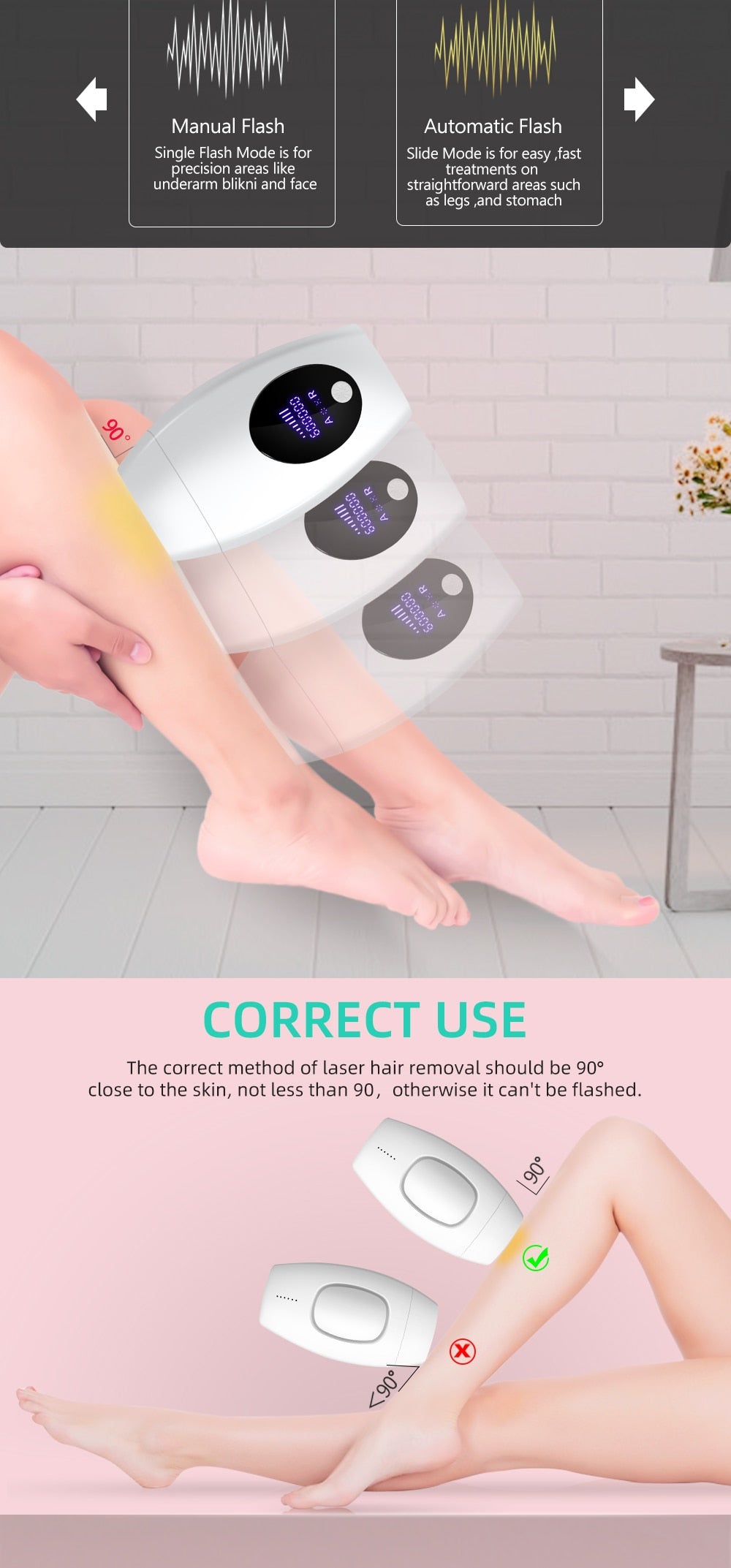 LCD Laser IPL Hair Removal Device, Permanent Hair Removal with the Flash Professional IPL Machine for Lasting Results and Effortless Beauty