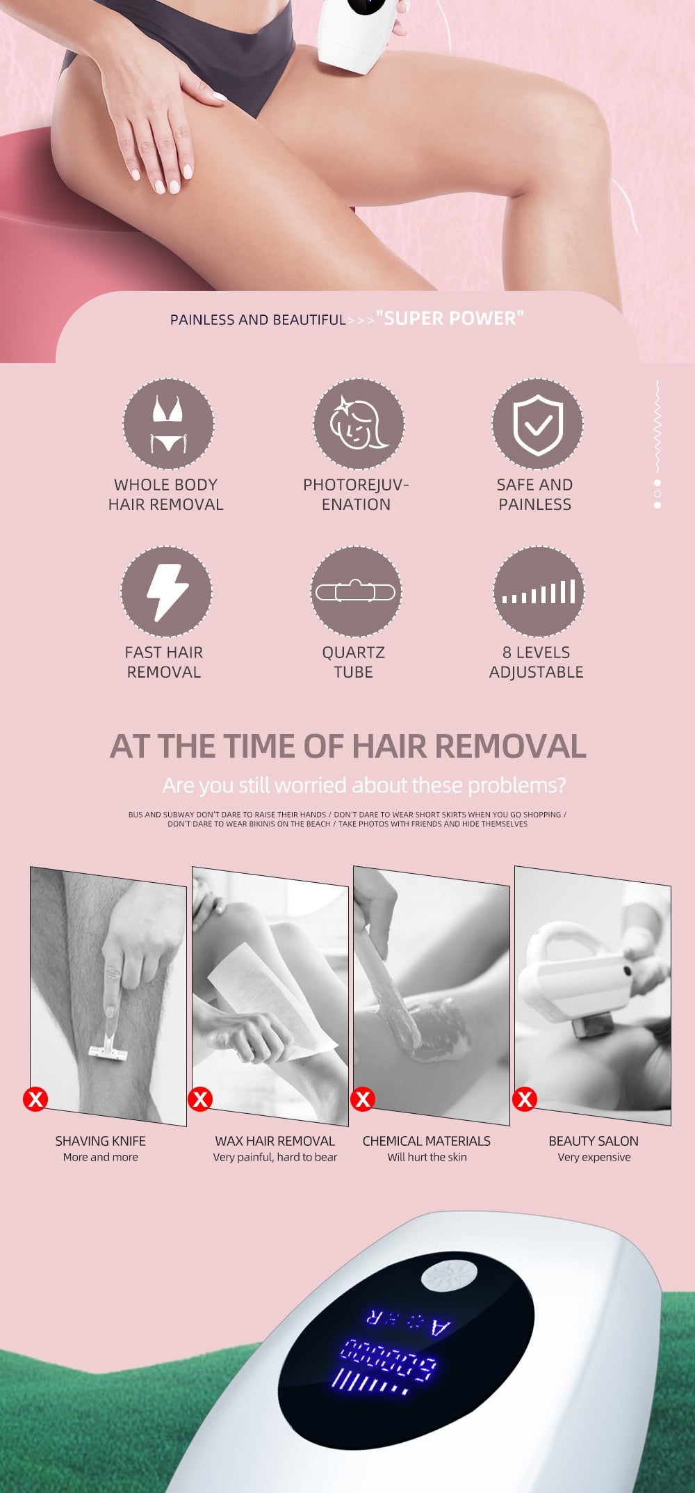 LCD Laser IPL Hair Removal Device, Permanent Hair Removal with the Flash Professional IPL Machine for Lasting Results and Effortless Beauty