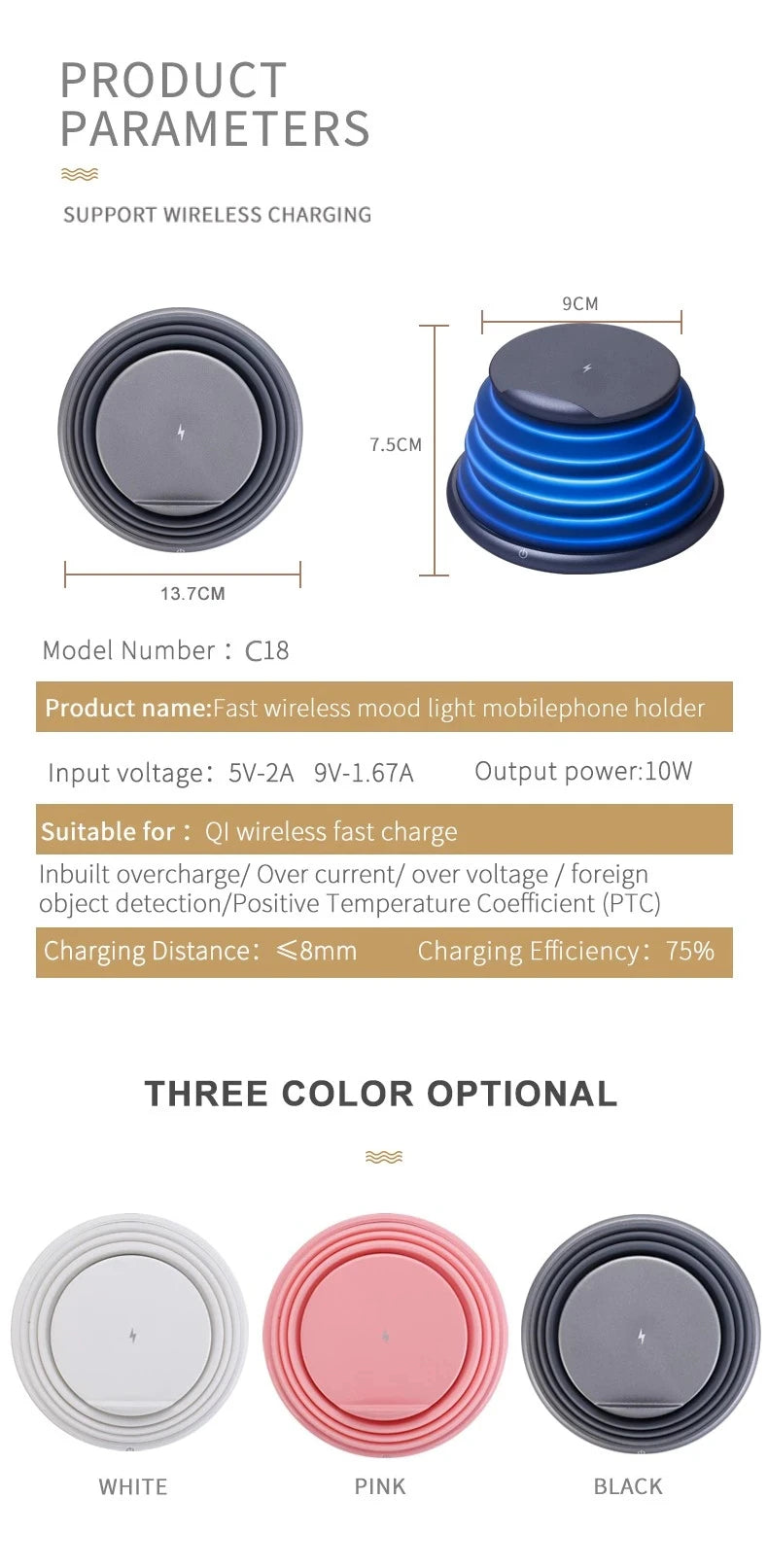 Wireless Charging Atmosphere Lamp multifunctional device, phone charger with enchanting ambiance