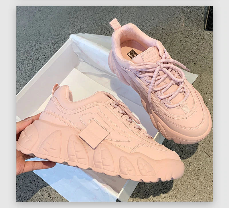 SpringStride Women's Chunky Sneakers, Trendy Design with Thick Sole for Fashionable Comfort &Statement-Making, Shoes All-match Casual Platform Sneakers