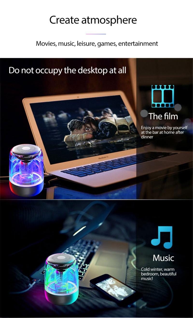 6D Sounds Loud Speakers Bluetooth 5.0, Portable Wireless Bluetooth Speaker Powerful High 6D Bass Radio With Variable Color LED Light, C7 wireless speaker