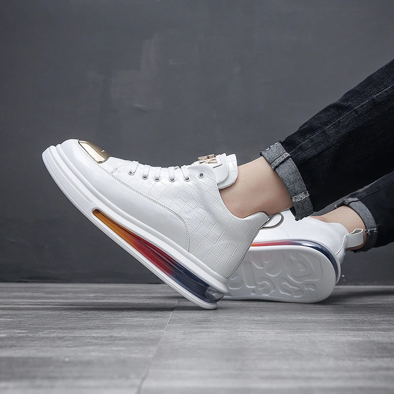 High-Top Shoes Fashion All-Match Trendy Men's Casual Short Boots, pigskin leather