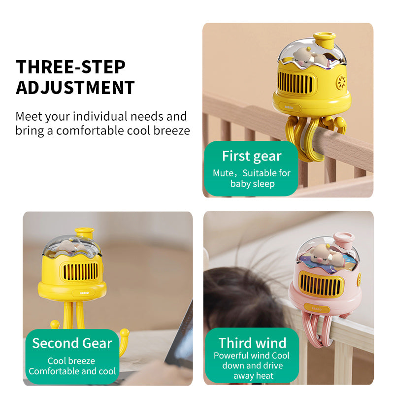 Summer Baby Stroller Air Cooler Fan Duck Shape Stand Adjustable