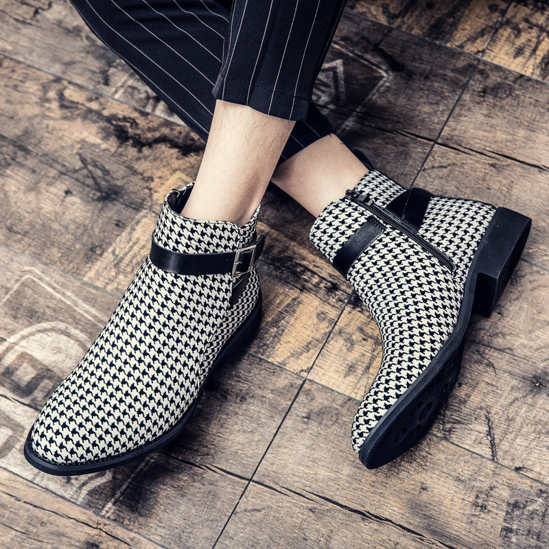 High-top Shoes British Style Pointed Leather Boots High-top Leather Shoes, Unisex