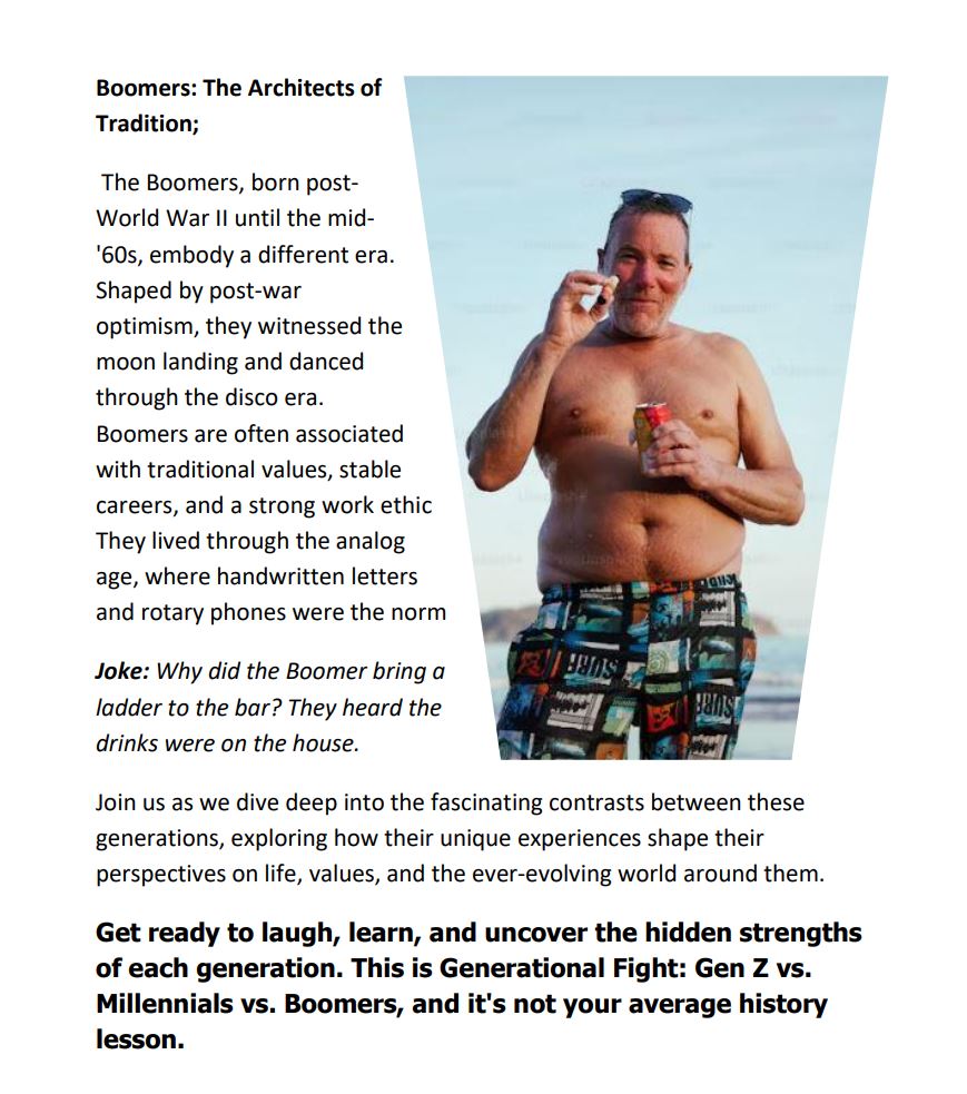 Generational Fight! Gen-Z vs Millennials vs Boomers; Who is the Boss! From Howdy Doody dolls to TikTok: The ultimate clash of the generations (eBook)