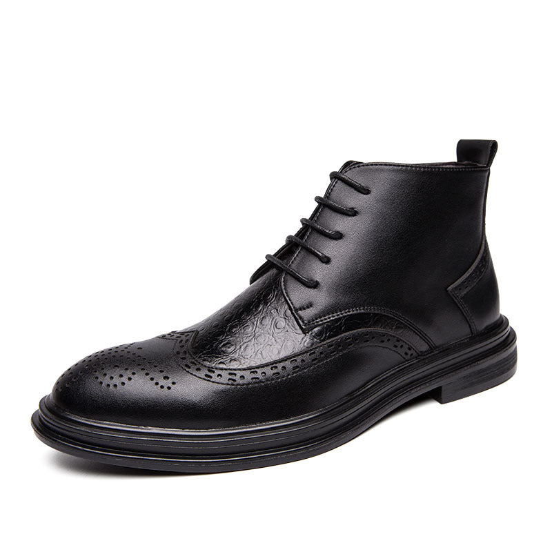Men's High Top Casual Leather Shoes, boot type