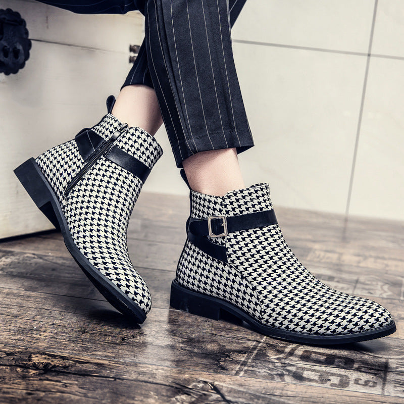 High-top Shoes British Style Pointed Leather Boots High-top Leather Shoes, Unisex