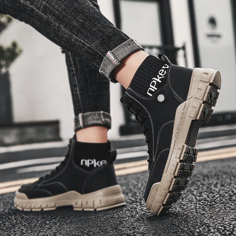 New Style Men's Shoes Fashion High Top Martin Boots