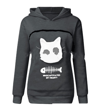 Hoodies with Cat or Dog Pet Pocket Design, Long Sleeve Sweater Cat Outfit, Unisex Sweatshirt, Long Sleeve Sweater