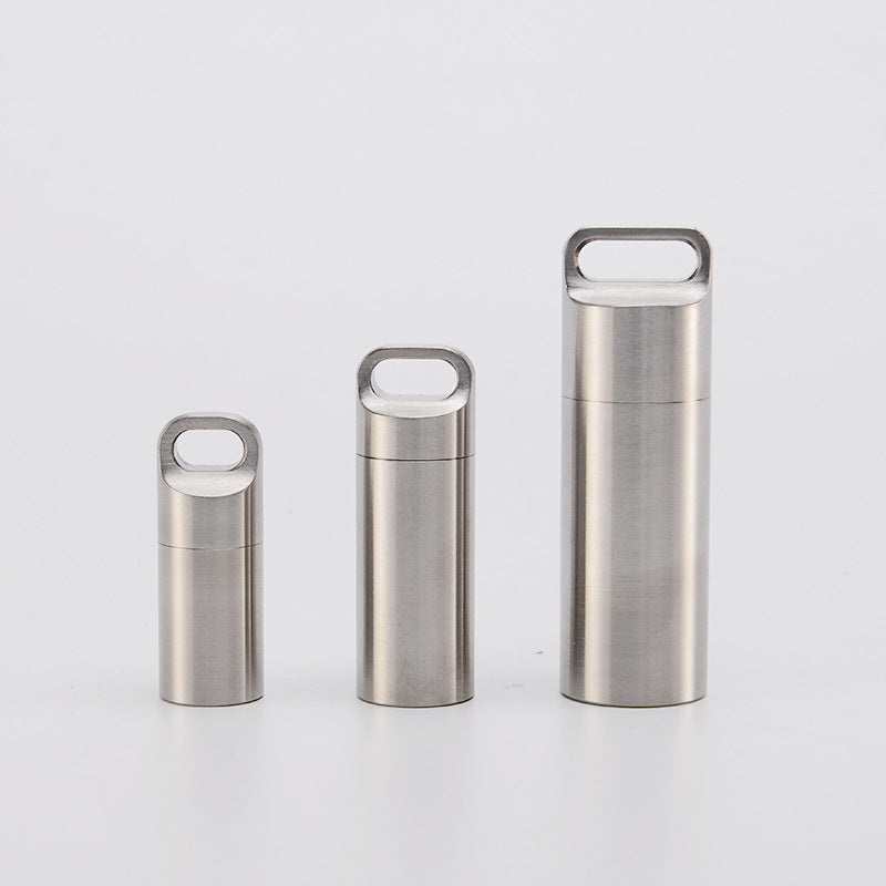 Mini Waterproof Capsule Seal Bottle Stainless Steel Outdoor Survival Pill Box Container Capsule Pill Bottle Tank