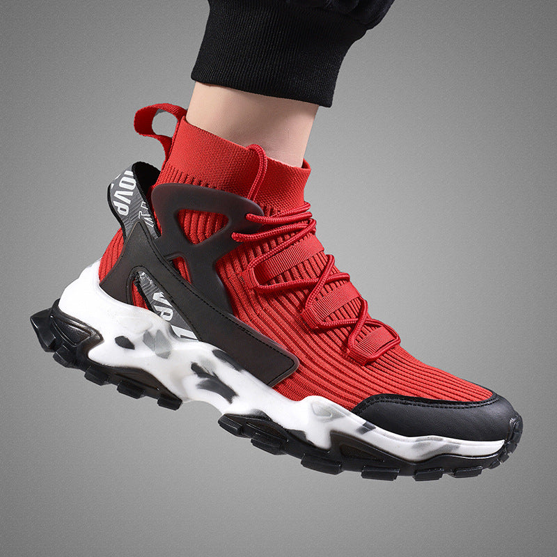 New fashion unisex high-top sneaker shoes autumn and winter breathable flying mesh daddy shoes