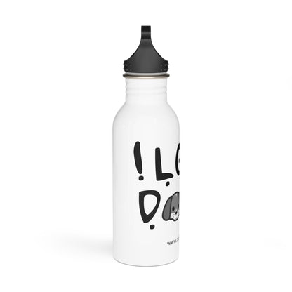 Stainless Steel Water Bottle, I love Dogs, Each bottle is 20oz in size and features a wide neck for effortless sipping