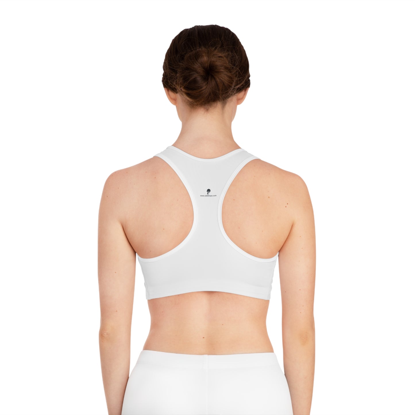 Sports Bra (AOP), comfortable sports bra,  360-degree comfort, white, Made in USA