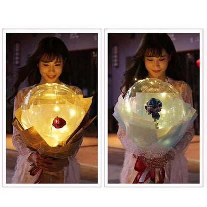 LED Luminous Balloon Rose Bouquet Transparent Bobo Ball Rose