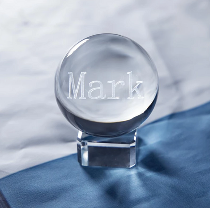 Personalized Crystal Ball: Custom Engraving with Name or Photo - A Thoughtful Gift for Family and Friends