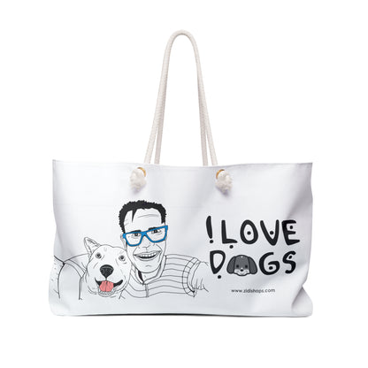 Weekender Tote BAG, I love my dog, Bag, perfect for your weekend at the beach or in town