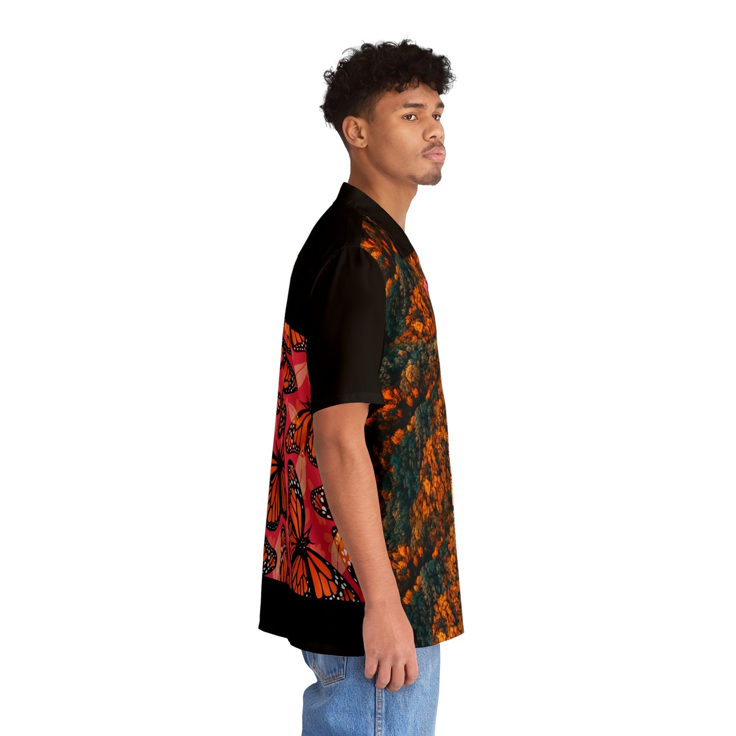 Men's Hawaiian Shirt (AOP), perfect for any laidback scenario, with a handy chest pocket, Butterfly, casual