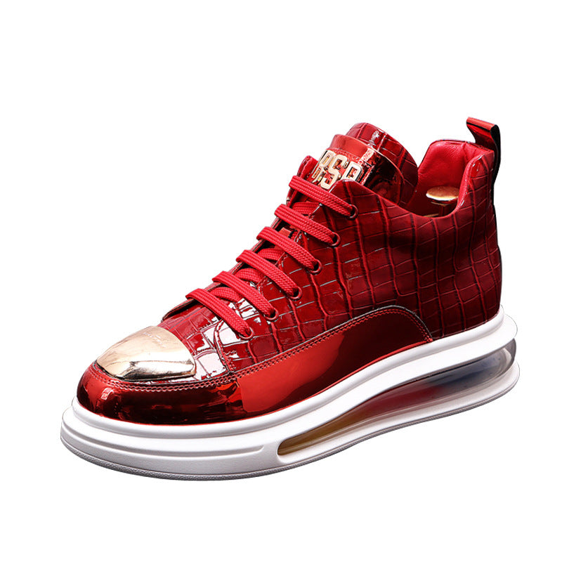 High-Top Shoes Fashion All-Match Trendy Men's Casual Short Boots, pigskin leather