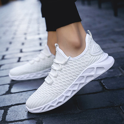 Breathable Running Shoes, Unisex, white and Black sneakers